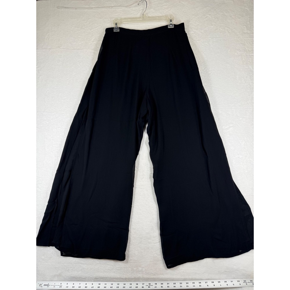 Tadashi Black Chiffon Wide Leg Palazzo Pants High Waist Sheer Overlay Formal 12